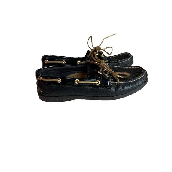 Sperry Top Sider Two Tone Black Patent & Sparkle Textured Black Leather SZ 6.5 - Picture 3 of 8